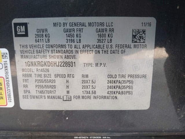 2017 CHEVROLET TRAVERSE LT 9