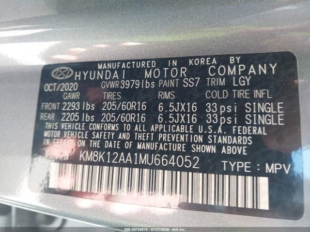2021 HYUNDAI KONA SE 9
