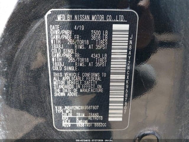 2019 NISSAN ARMADA SV 9