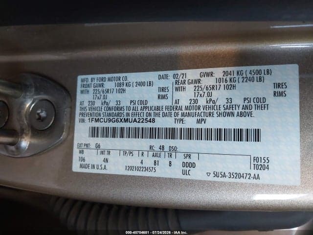 2021 FORD ESCAPE SE 9