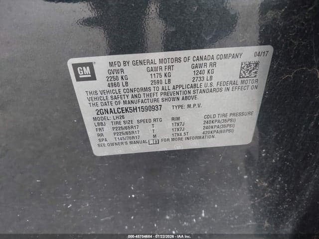 2017 CHEVROLET EQUINOX LT 9