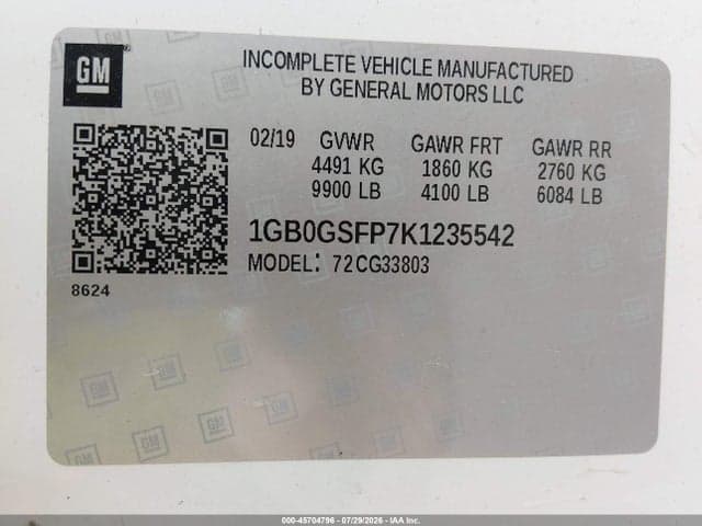2019 CHEVROLET EXPRESS CUTAWAY 4500 VAN 8