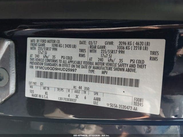 2017 FORD ESCAPE SE 9