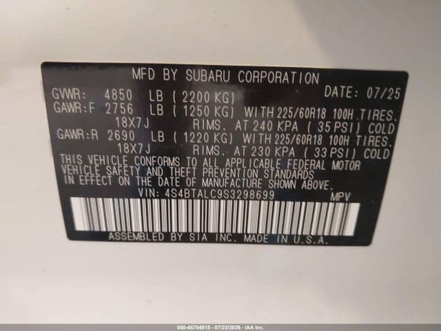 2025 SUBARU OUTBACK ONYX EDITION 9