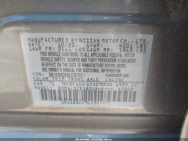 2020 NISSAN SENTRA SV XTRONIC CVT 9