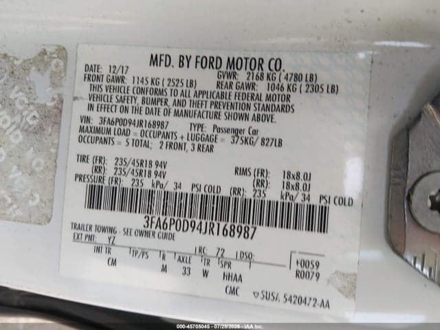 2018 FORD FUSION TITANIUM 9