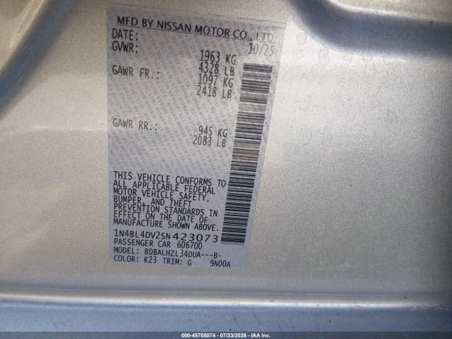 2025 NISSAN ALTIMA SV FWD 9