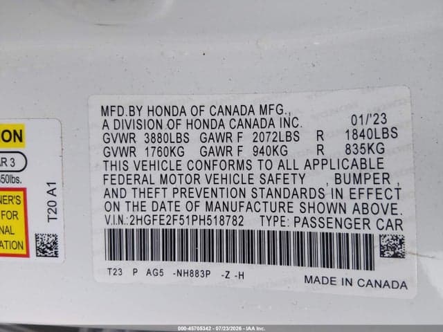 2023 HONDA CIVIC SPORT 9