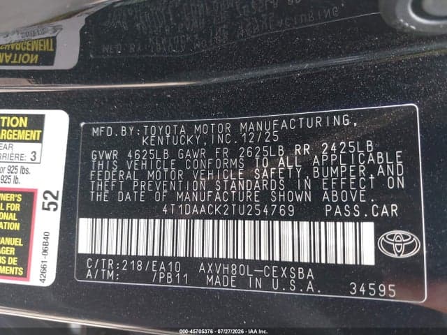 2026 TOYOTA CAMRY SE 9