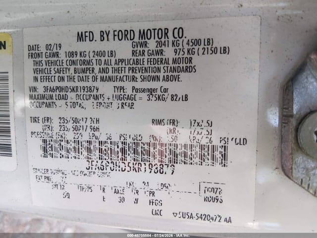2019 FORD FUSION SE 9