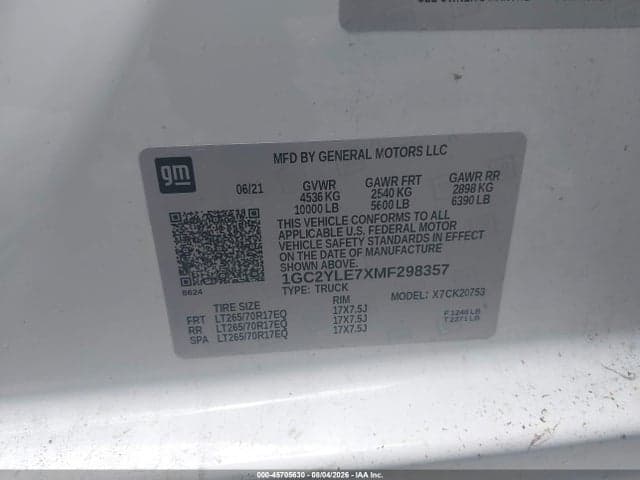 2021 CHEVROLET SILVERADO 2500HD 4WD STANDARD BED WT 9