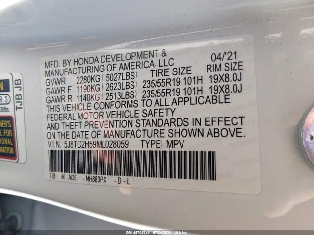 2021 ACURA RDX TECHNOLOGY PACKAGE 9