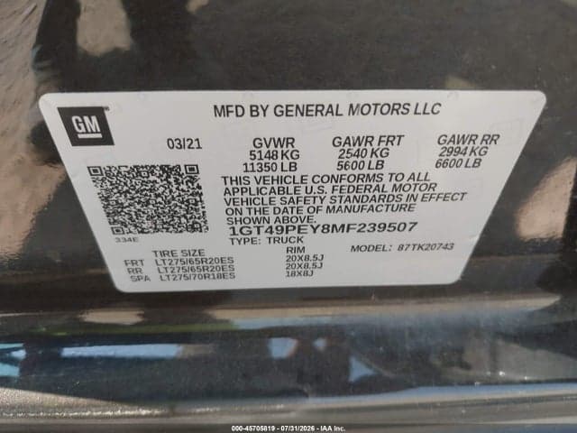 2021 GMC SIERRA 2500HD 4WD STANDARD BED AT4 9