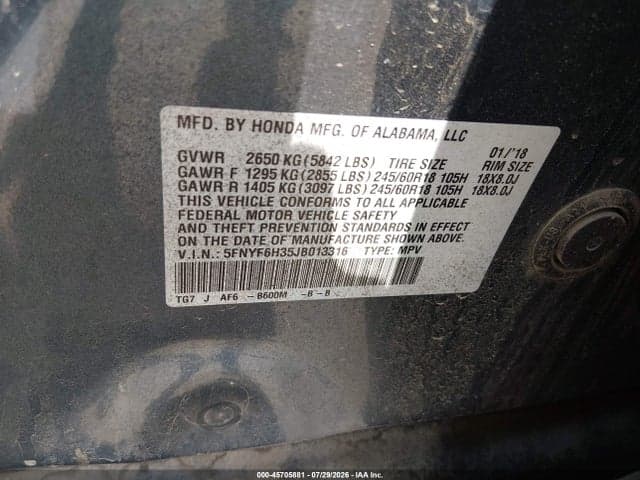 2018 HONDA PILOT EX 9