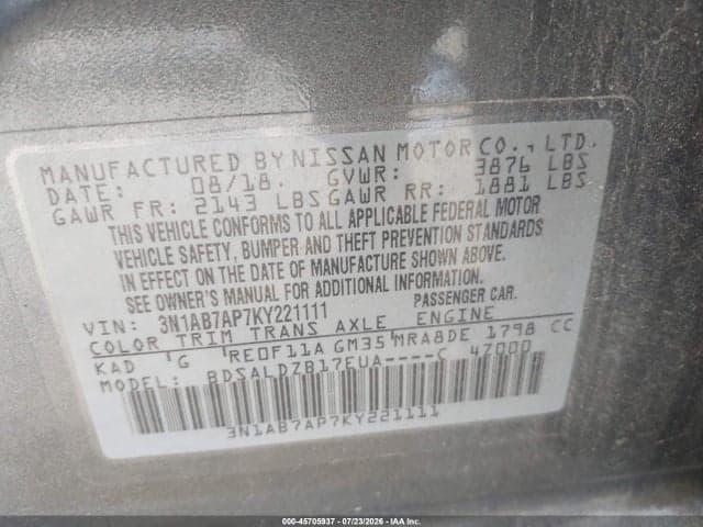 2019 NISSAN SENTRA SV 9