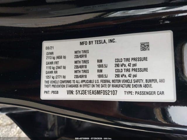 2021 TESLA MODEL 3 STANDARD RANGE PLUS REAR-WHEEL DRIVE 9