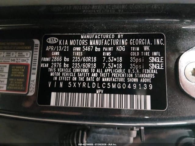 2021 KIA SORENTO S 9