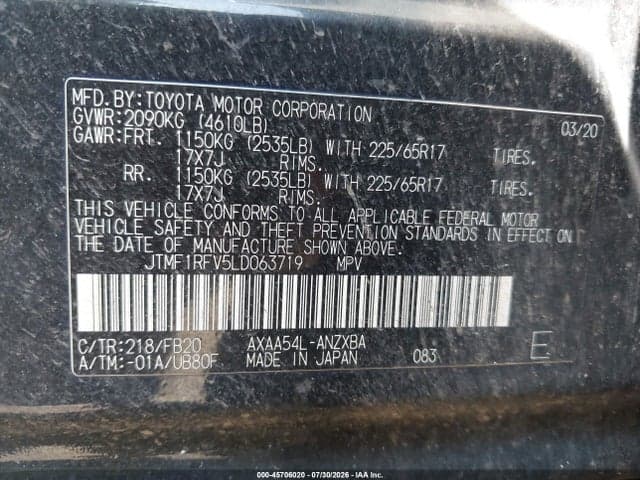 2020 TOYOTA RAV4 LE 9