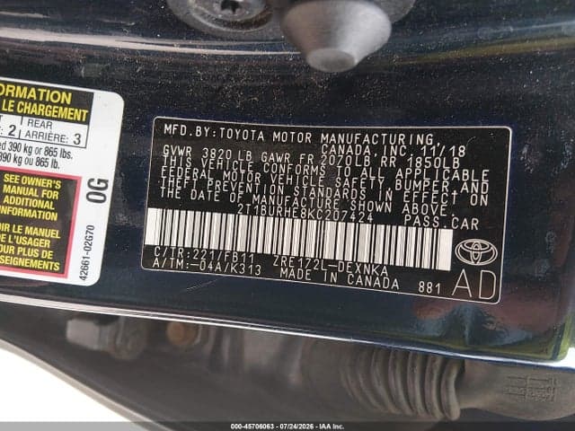2019 TOYOTA COROLLA LE 9