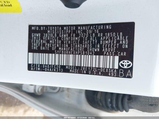 2017 TOYOTA COROLLA SE 9