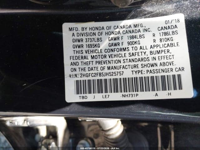 2018 HONDA CIVIC EX 9