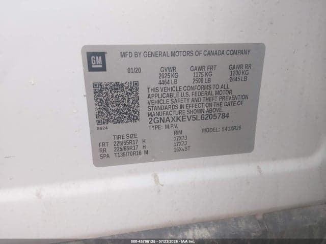 2020 CHEVROLET EQUINOX FWD LT 1.5L TURBO 9