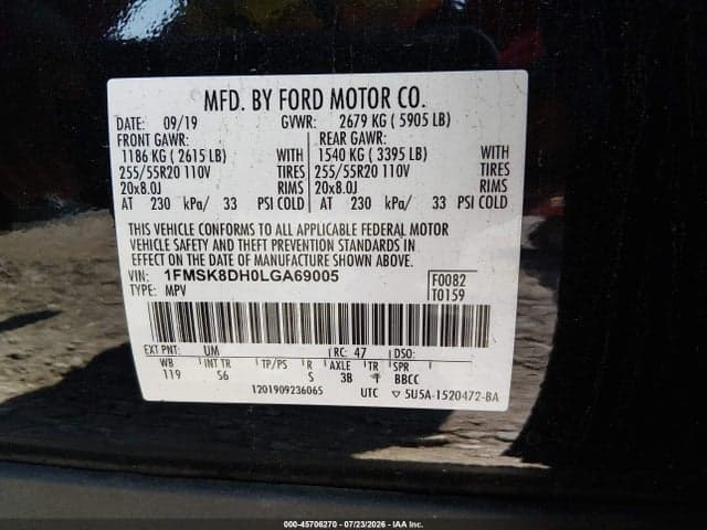 2020 FORD EXPLORER XLT 9