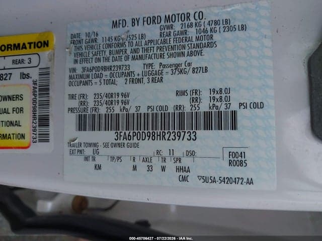 2017 FORD FUSION PLATINUM/TITANIUM 10