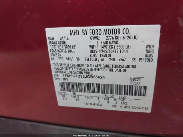 2018 FORD EXPLORER XLT 9