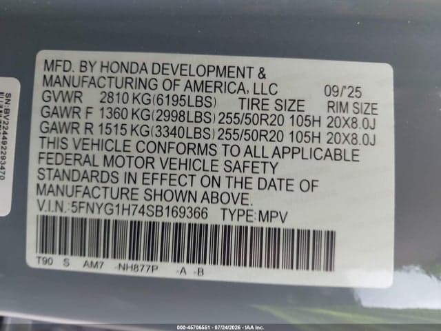 2025 HONDA PILOT TOURING 9