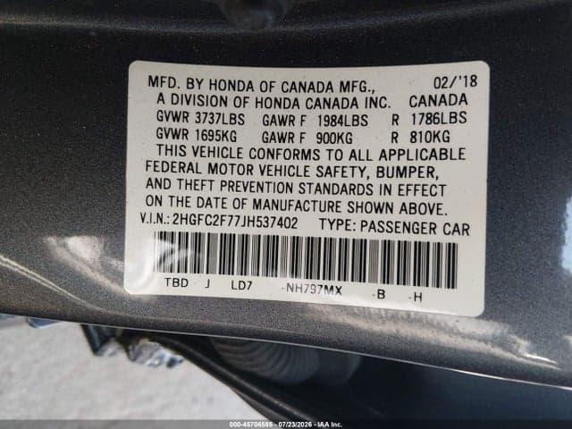 2018 HONDA CIVIC EX 9