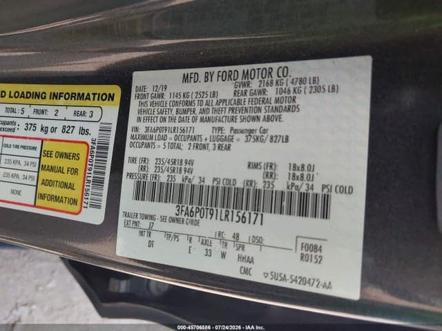 2020 FORD FUSION SE 9