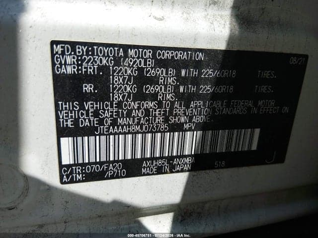 2021 TOYOTA VENZA LE 9