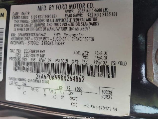2019 FORD FUSION TITANIUM 9