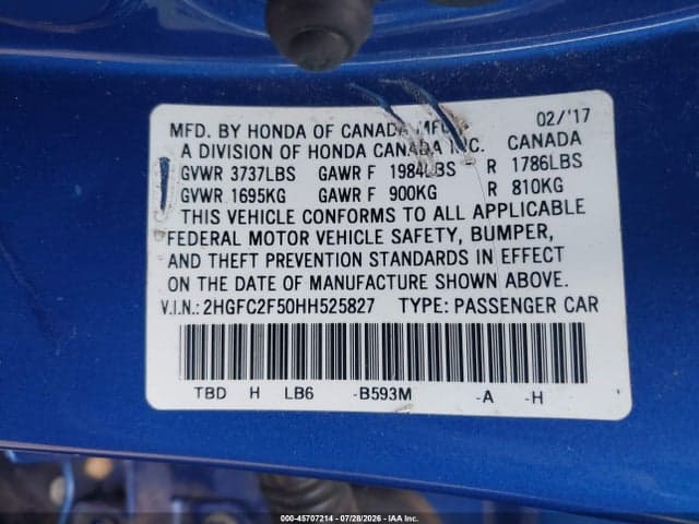 2017 HONDA CIVIC LX 9