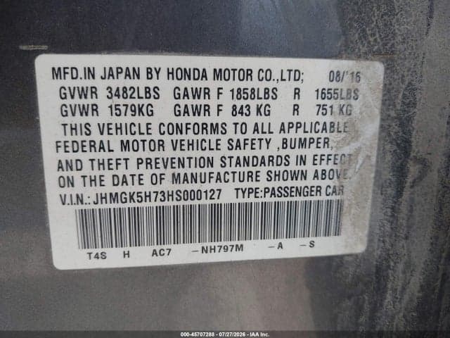 2017 HONDA FIT EX 9
