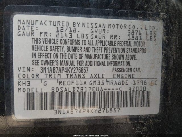 2019 NISSAN SENTRA SV 9