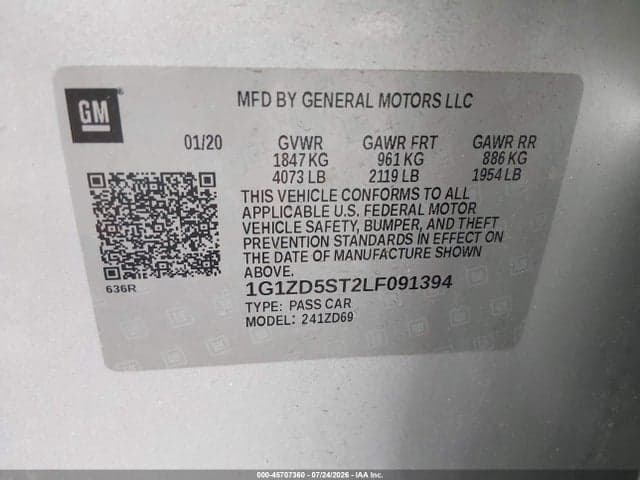 2020 CHEVROLET MALIBU FWD LT 9