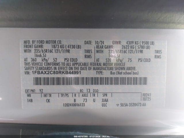 2024 FORD TRANSIT-350 PASSENGER VAN XLT 9