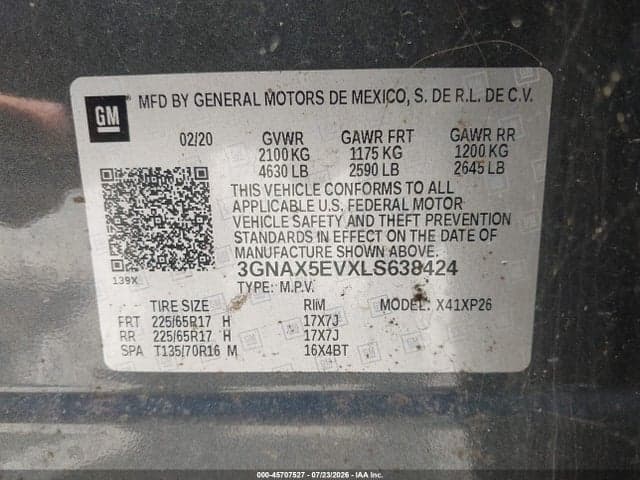 2020 CHEVROLET EQUINOX AWD 1FL 9