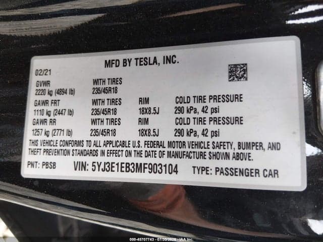 2021 TESLA MODEL 3 LONG RANGE DUAL MOTOR ALL-WHEEL DRIVE 9