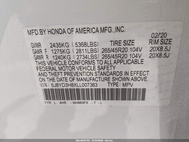 2020 ACURA MDX ADVANCE PACKAGE 9