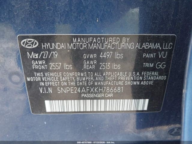 2019 HYUNDAI SONATA SE 9