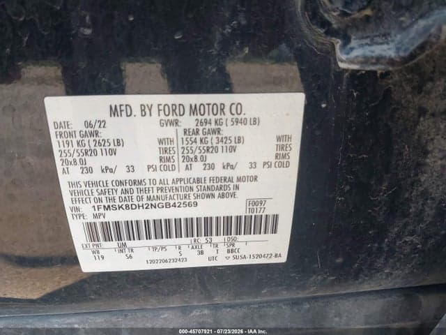 2022 FORD EXPLORER XLT 9
