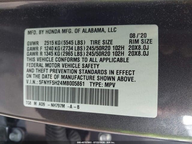 2021 HONDA PILOT 2WD SPECIAL EDITION 9