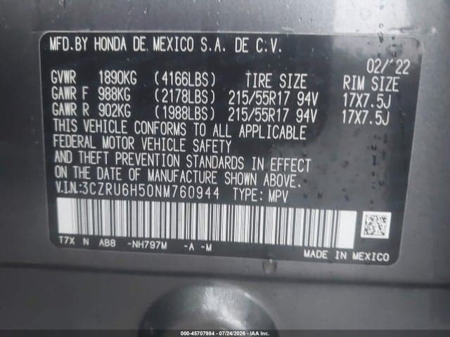2022 HONDA HR-V AWD EX 9