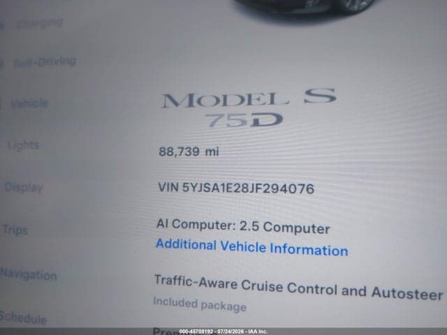 2018 TESLA MODEL S 100D/75D/P100D 7