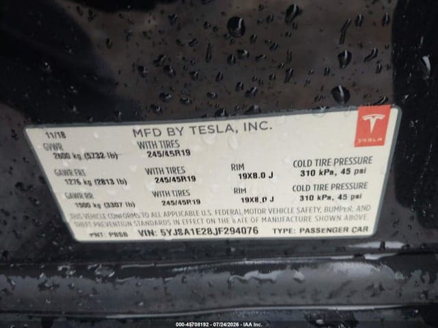 2018 TESLA MODEL S 100D/75D/P100D 9