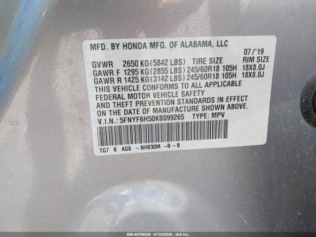 2019 HONDA PILOT EX-L 9