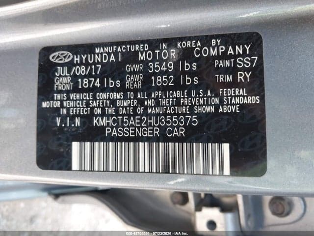 2017 HYUNDAI ACCENT SE 9